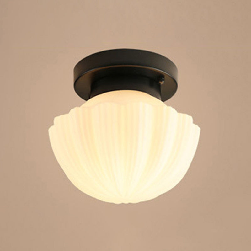 Geometrische semi -flush mount verlichting vintage melkachtig glazen plafond gemonteerde armatuur voor gang