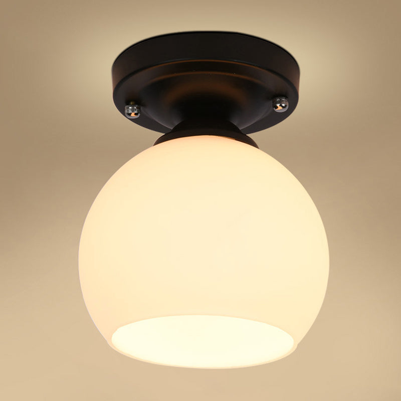 Geometrische semi -flush mount verlichting vintage melkachtig glazen plafond gemonteerde armatuur voor gang