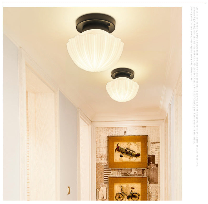 Geometrische semi -flush mount verlichting vintage melkachtig glazen plafond gemonteerde armatuur voor gang