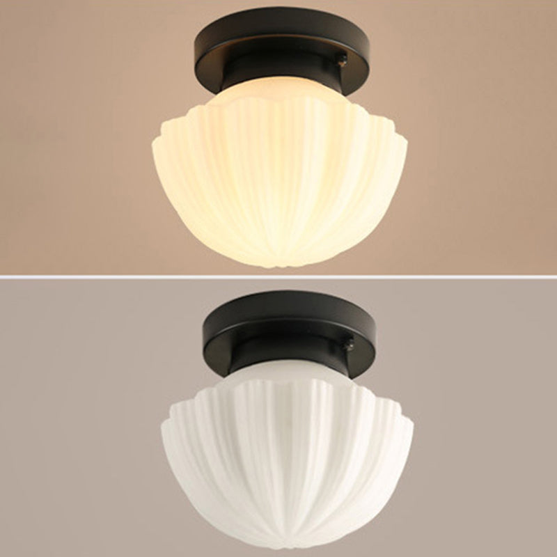 Geometrische semi -flush mount verlichting vintage melkachtig glazen plafond gemonteerde armatuur voor gang