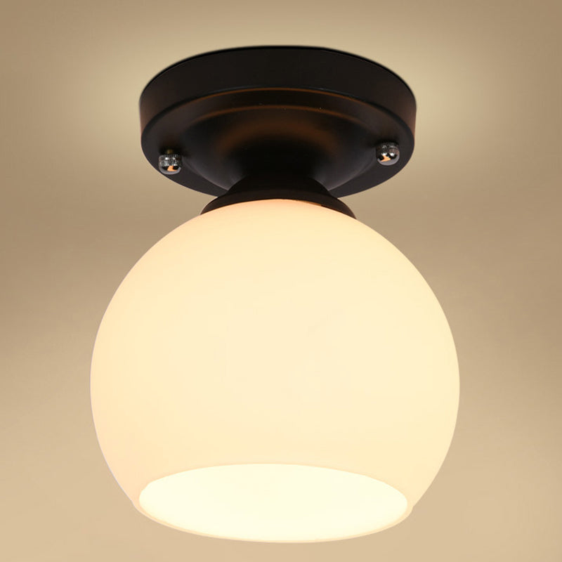 Geometrische semi -flush mount verlichting vintage melkachtig glazen plafond gemonteerde armatuur voor gang