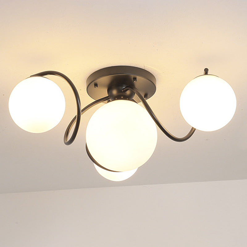 Globe Semi Flush Mount Light armatuur traditionele melkachtige glazen plafondmontage verlichtingsarmatuur voor woonkamer