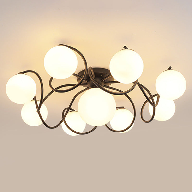 Globe Semi Flush Mount Light armatuur traditionele melkachtige glazen plafondmontage verlichtingsarmatuur voor woonkamer