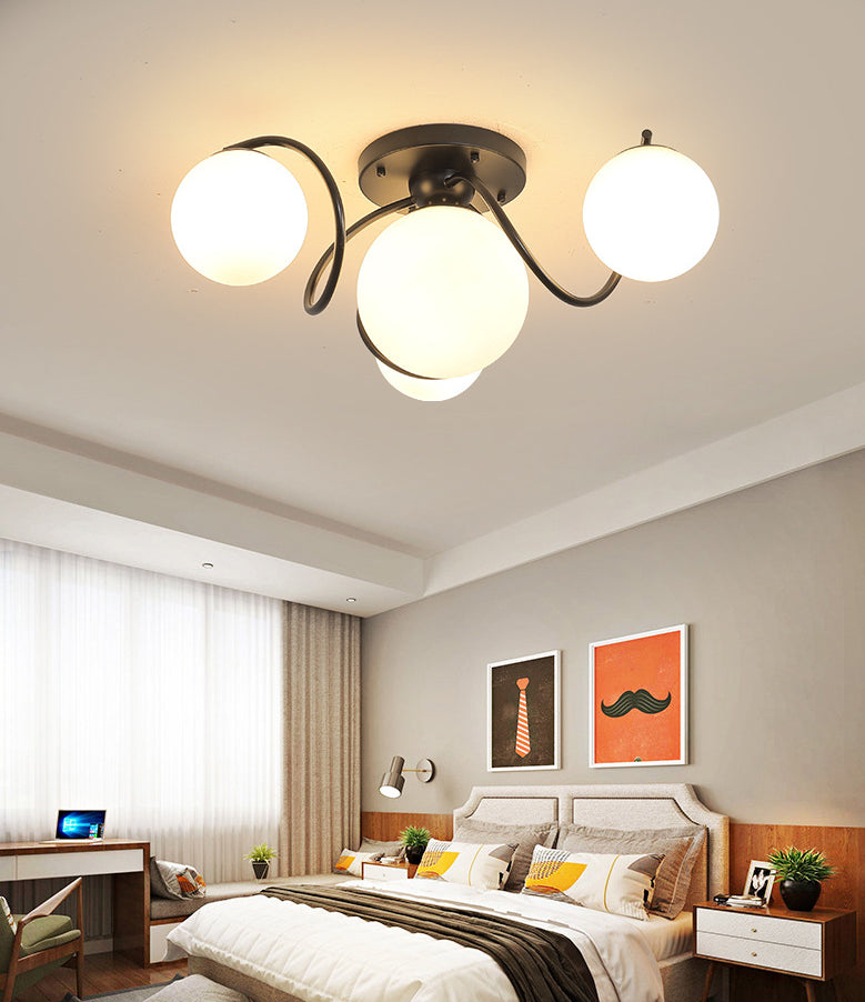 Globe Semi Flush Mount Lightture Traditional Milky Glass Glass Plafond Mount Lightture pour le salon