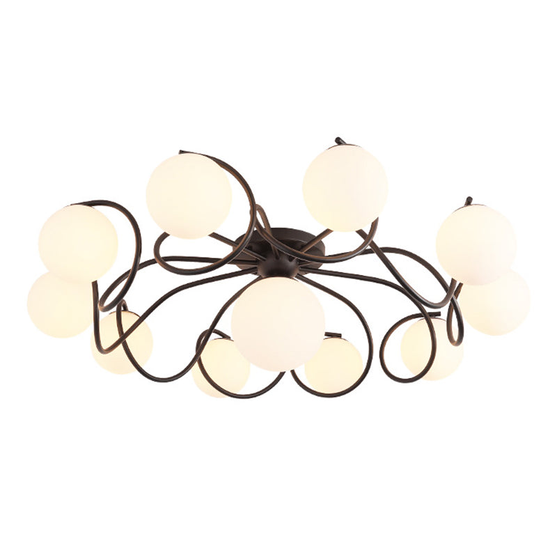 Globe Semi Flush Mount Lightture Traditional Milky Glass Glass Plafond Mount Lightture pour le salon