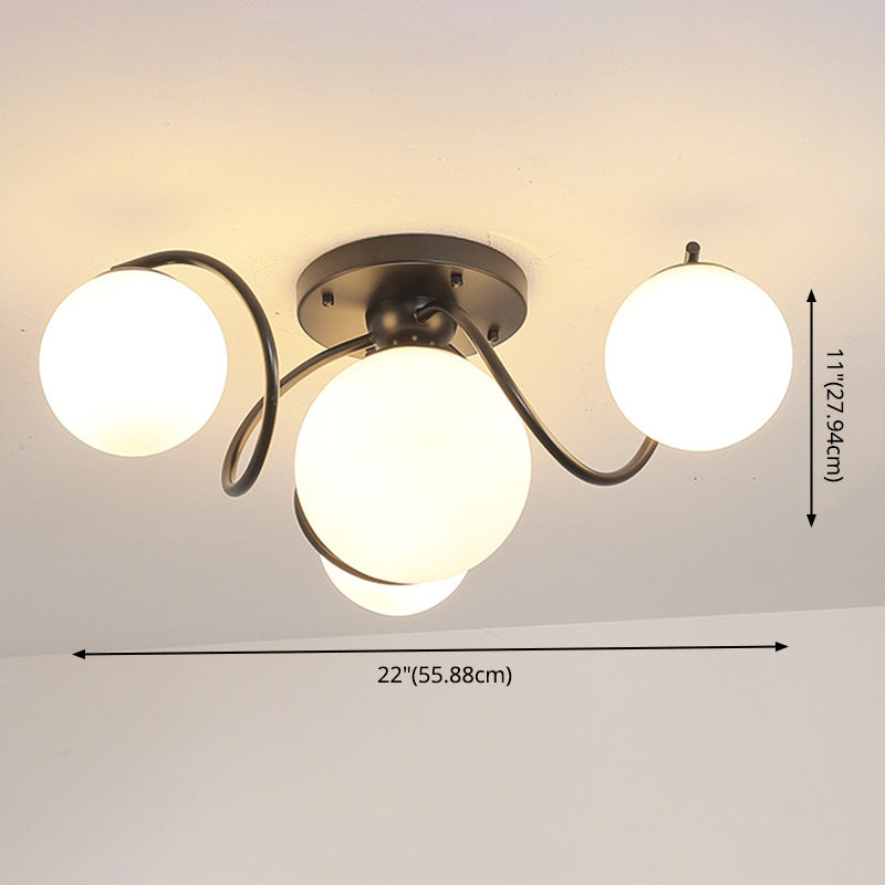 Globe Semi Flush Mount Light armatuur traditionele melkachtige glazen plafondmontage verlichtingsarmatuur voor woonkamer