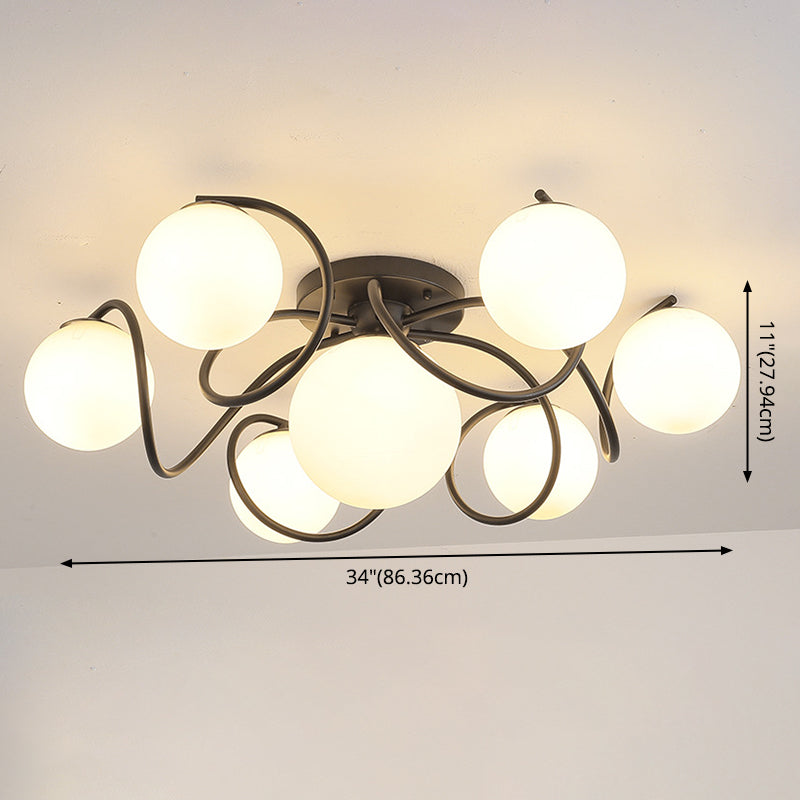 Globe Semi Flush Mount Light armatuur traditionele melkachtige glazen plafondmontage verlichtingsarmatuur voor woonkamer