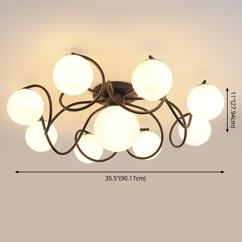 Globe Semi Flush Mount Lightture Traditional Milky Glass Glass Plafond Mount Lightture pour le salon