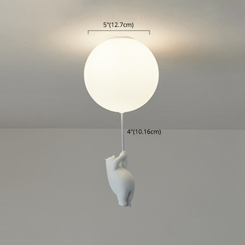 Luminaire de plafond encastré Globe pour enfants, plafonnier en verre à 1 lumière