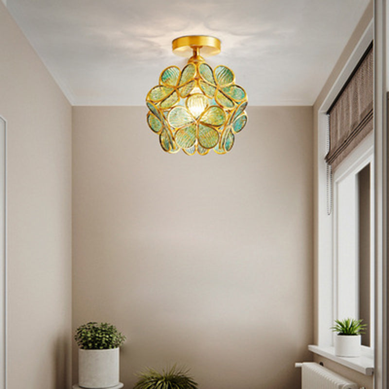 Flower Semi Flush Mount Light Klassische Deckenleuchte aus Glas für den Flur