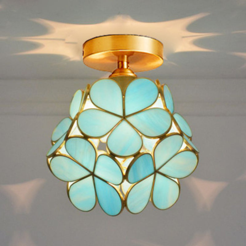 Flower Semi Flush Mount Light Klassische Deckenleuchte aus Glas für den Flur