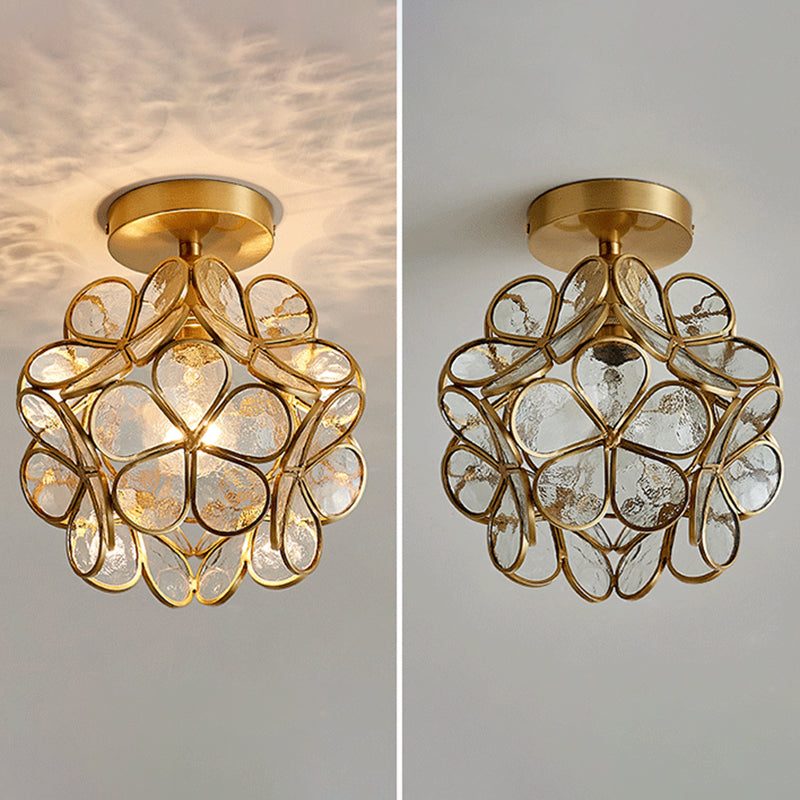 Flower Semi Flush Mount Light Klassische Deckenleuchte aus Glas für den Flur