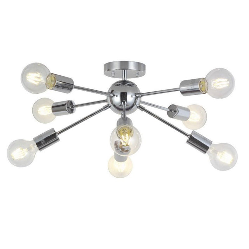 Bulbo desnudo Semi Flush Light Industrial Minimalista Sputnik Metal de metal Montaje