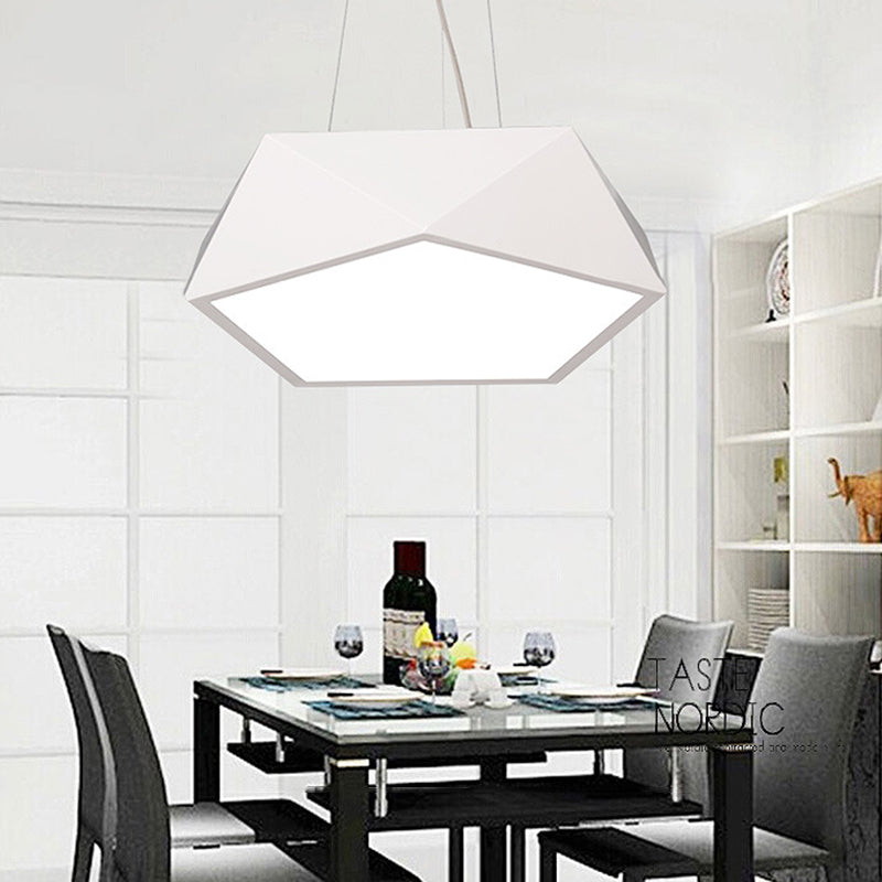 LED pentagonal pendentif lampe nordique métallique de bureau de suspension avec diffuseur acrylique