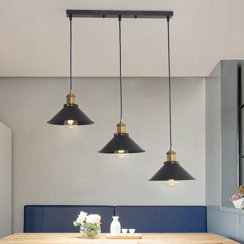 Industrial Conical Pendant Lighting Fixture Metal Suspension Light for Dining Room