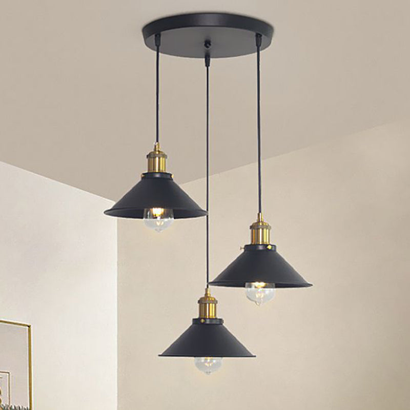 Industrial Conical Pendant Lighting Fixture Metal Suspension Light for Dining Room