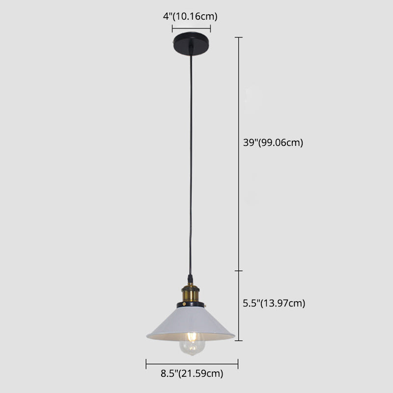 Luce di illuminazione a ciondolo conico industriale Luce sospensione in metallo per sala da pranzo