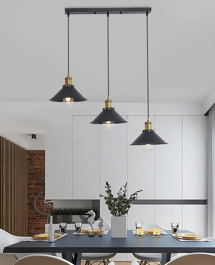 Industrial Conical Pendant Lighting Fixture Metal Suspension Light for Dining Room