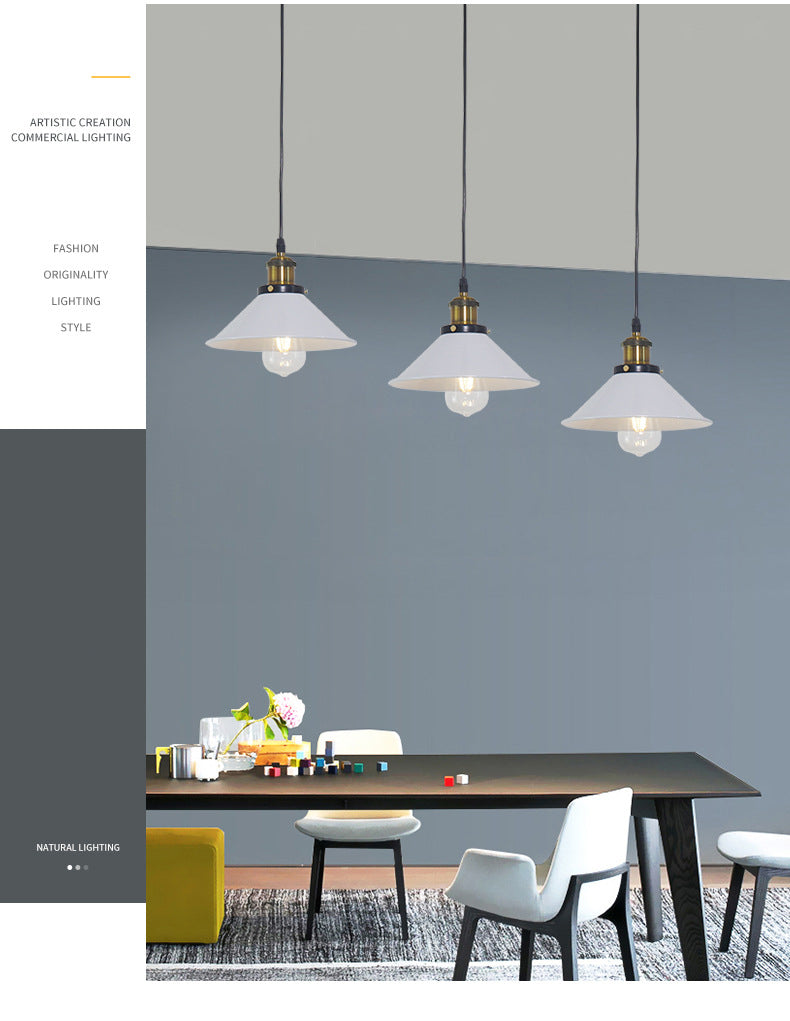 Industrial Conical Pendant Lighting Fixture Metal Suspension Light for Dining Room