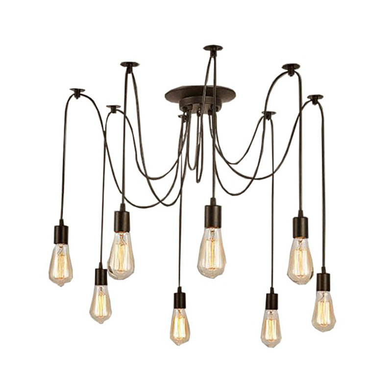 Edison Bulb Multi-Light Pendant Industrial Style Black Metallic Ceiling Hang Light