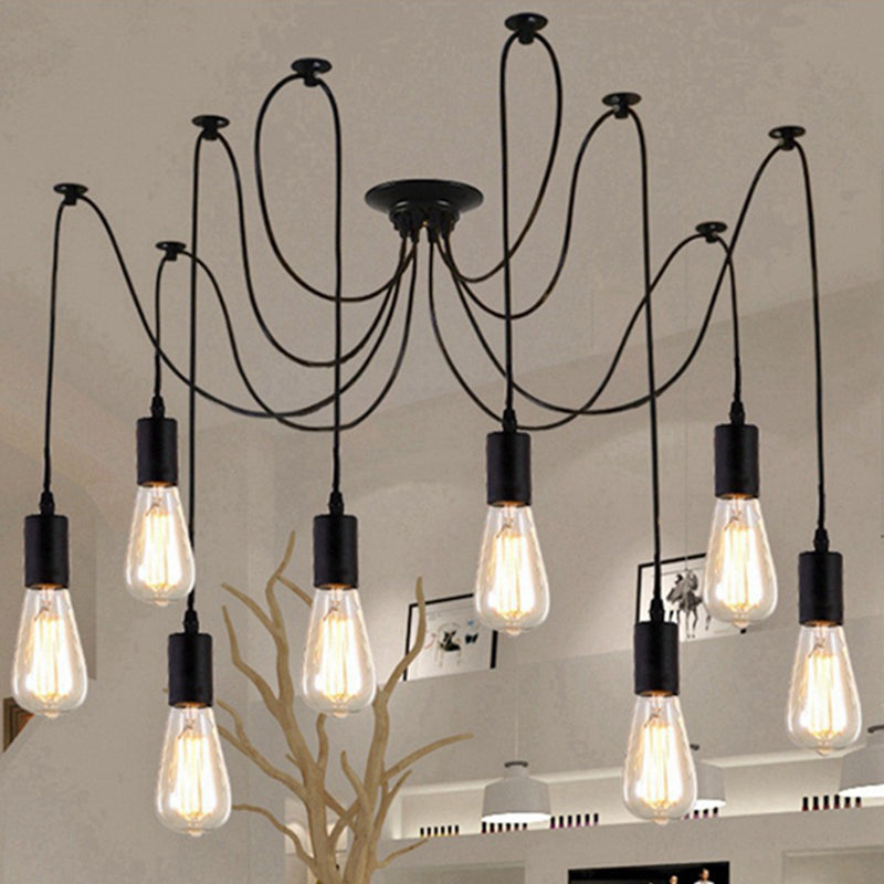 Edison Bulbe Multi-Light Pendant Industrial Style Black Metallic plafond Hang Light