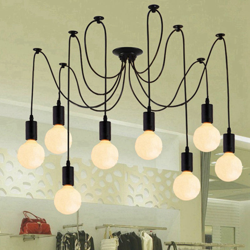 Edison Bulbe Multi-Light Pendant Industrial Style Black Metallic plafond Hang Light