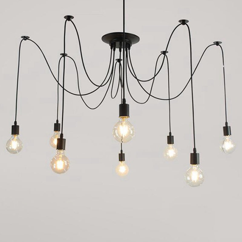 Edison Bulbe Multi-Light Pendant Industrial Style Black Metallic plafond Hang Light