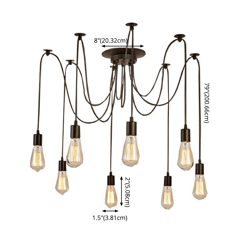 Edison Bulb Multi-Light Pendant Industrial Style Black Metallic Ceiling Hang Light