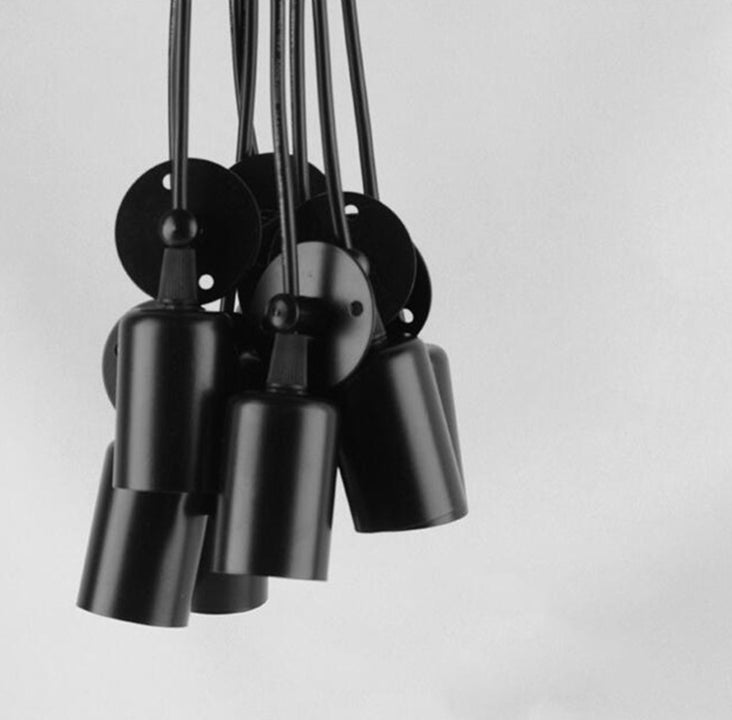 Edison Bulb Multi-Light Pendant Industrial Style Black Metallic Ceiling Hang Light