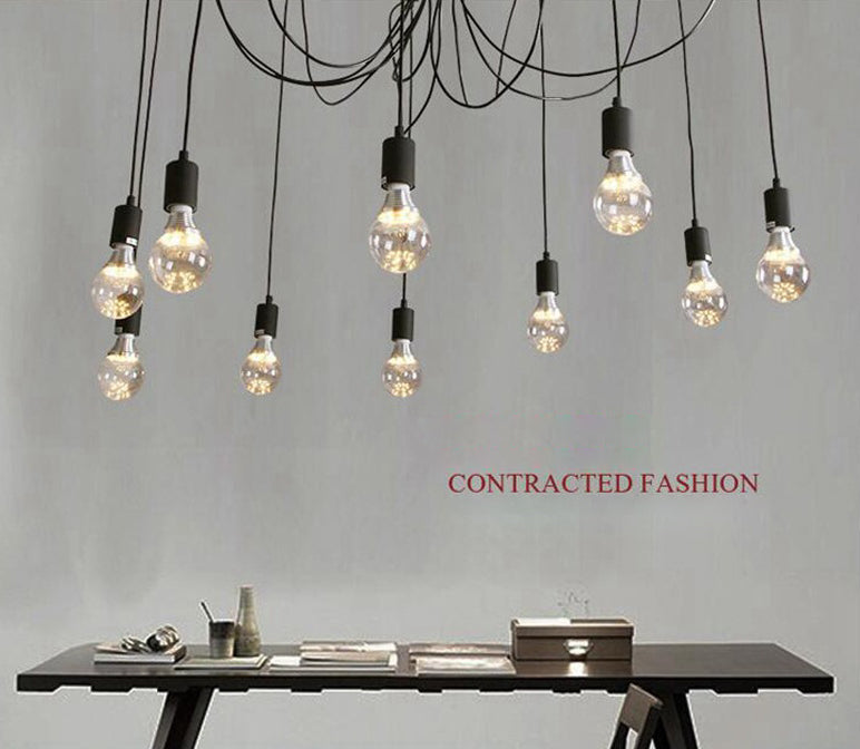 Edison Bulb Multi-Light Pendant Industrial Style Black Metallic Ceiling Hang Light