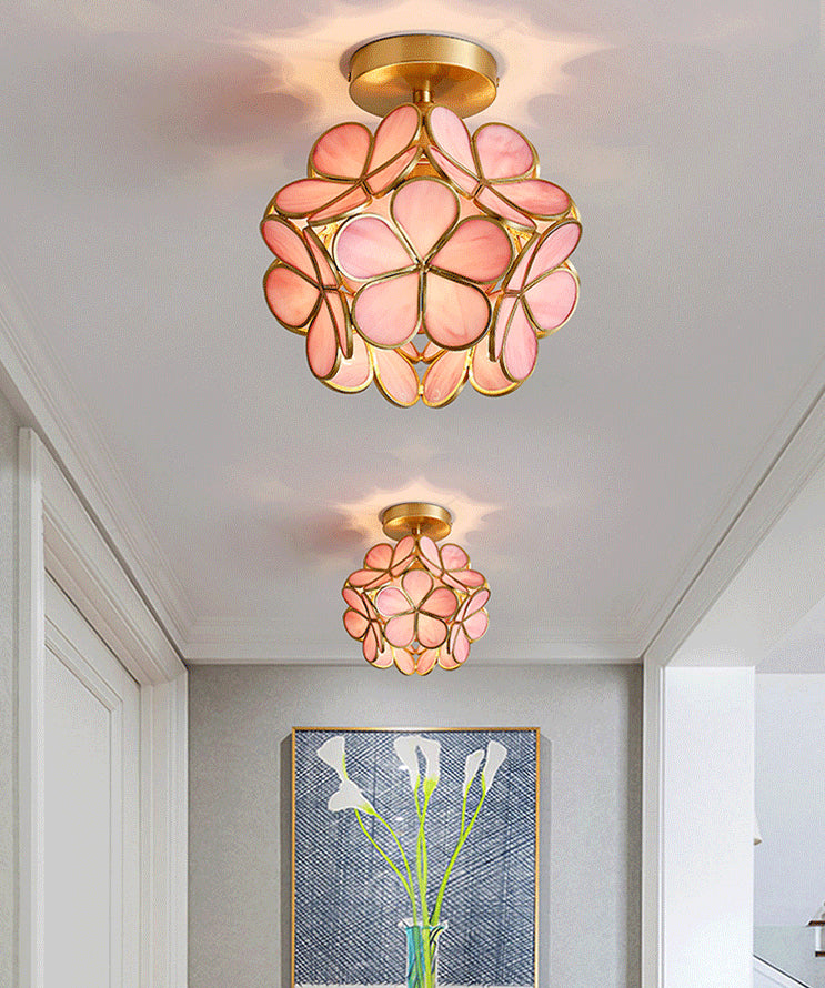 Flower Semi Flush Mount Light Klassische Deckenleuchte aus Glas für den Flur