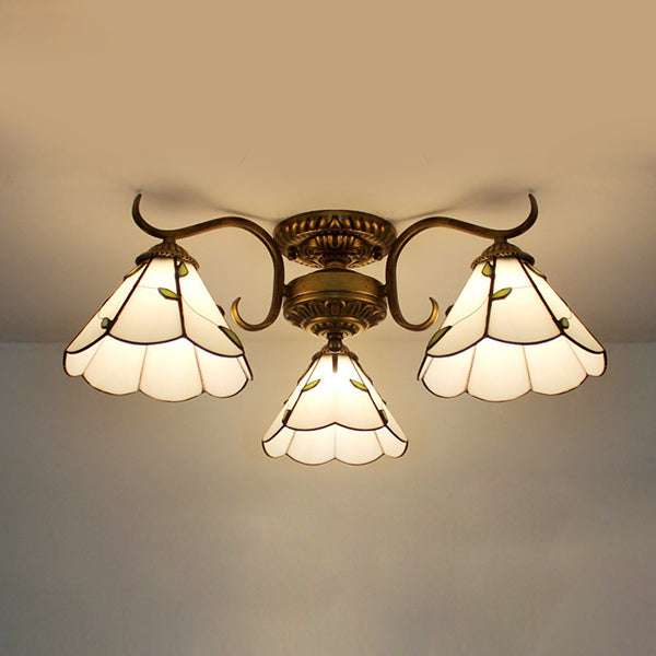 3 Luci ciotola semifulcolatura semi-soffitto in vetro Vintage Luce in beige/giallo/viola/trasparente/blu rosa/blu-bianco/bianco-verde per camera da letto