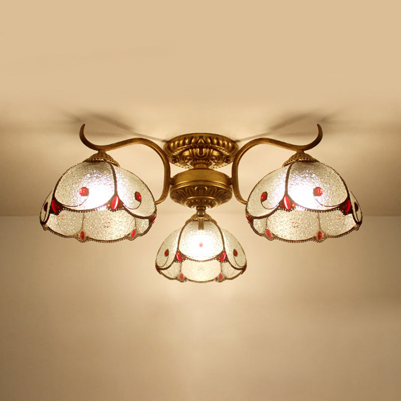 3 Luci ciotola semifulcolatura semi-soffitto in vetro Vintage Luce in beige/giallo/viola/trasparente/blu rosa/blu-bianco/bianco-verde per camera da letto