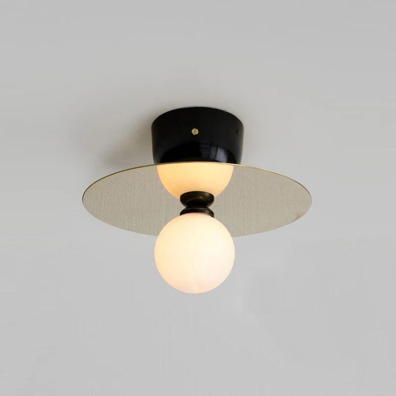 Minimalismo Bianco Globe Globe Globe Light Metal Round Piezing Design Nordic Style 1 Bulb Semi Flush Mount Lampada