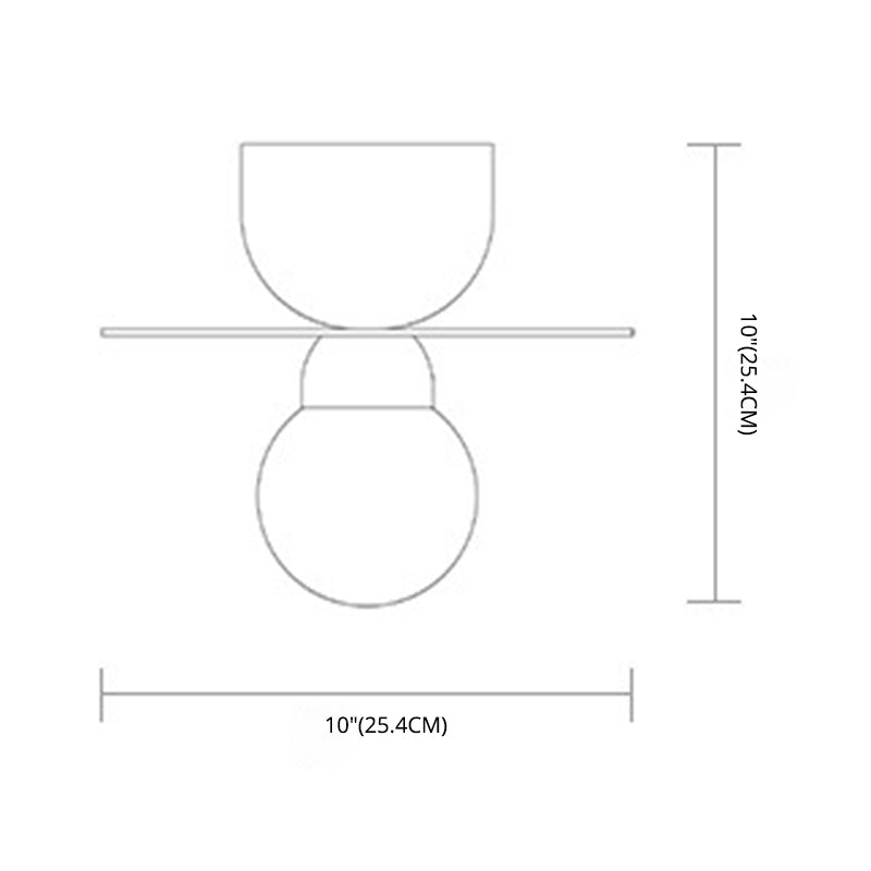 Minimalismo Globo de vidrio blanco Techo Ligero de metal Diseño de pieza redonda Nordic Estilo nórdico Lámpara de montaje de semi flush