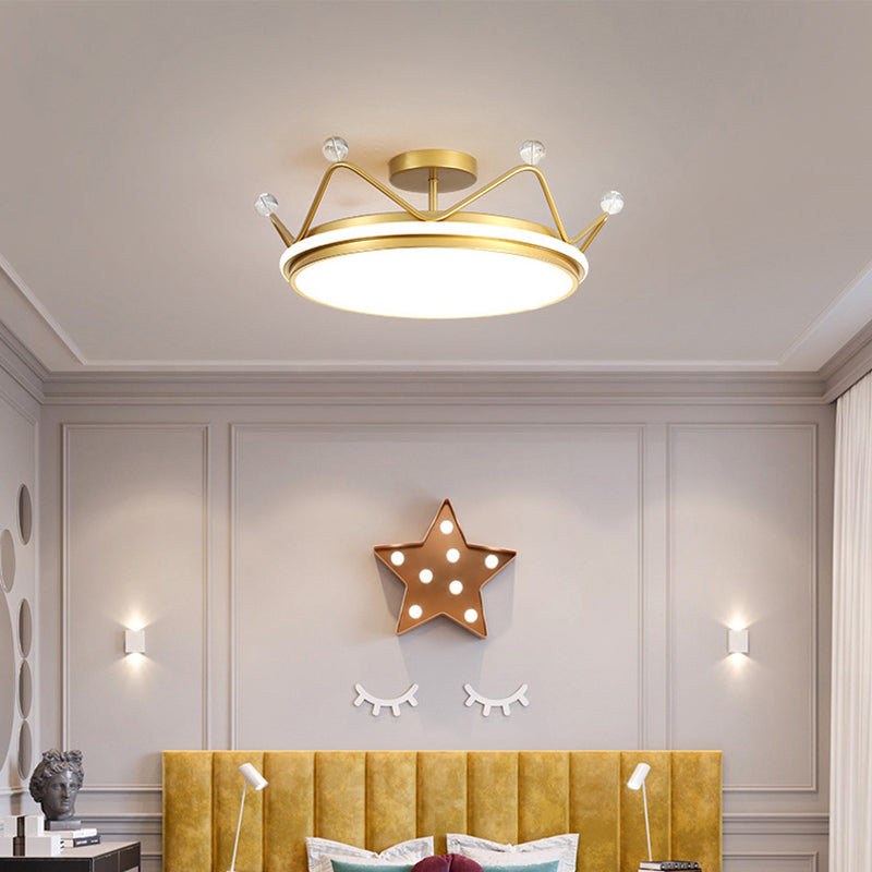 Modern Crown Semi Flush Ceiling Light Fixture Metal LED Bedroom Semi Flush Mount Lighting