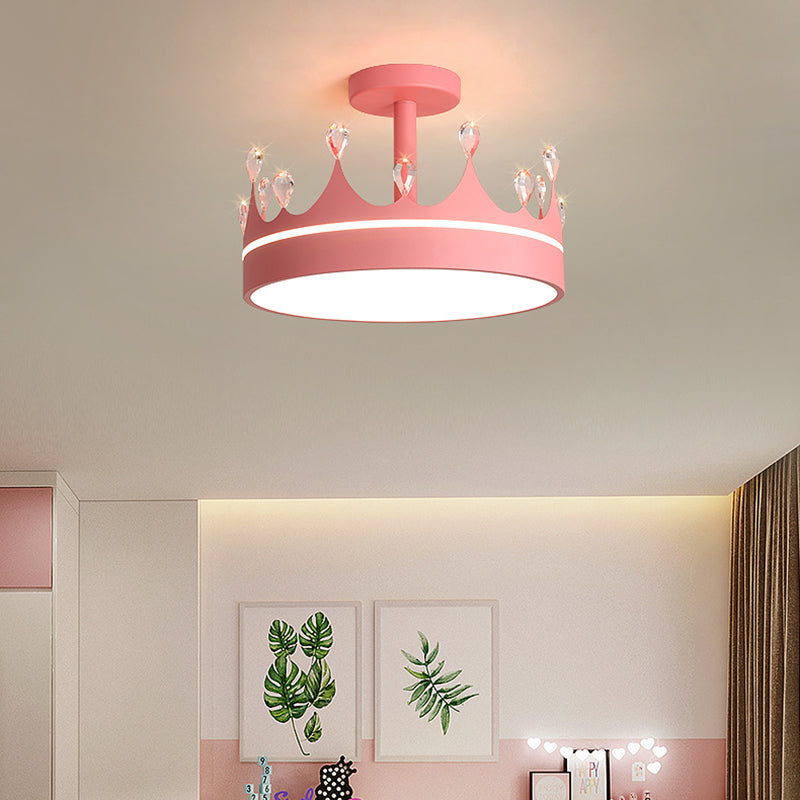 LED DORMITOR LED Semi Flush Mounting Luz de techo de semi rascijada moderna con sombra de metal de corona