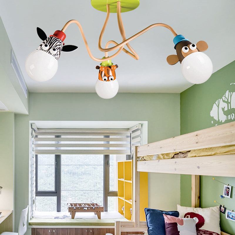 Creative Metal Semi Flush Mount luminaire Cartoon Animal Animal Flush Mount Spotlight for Kids Bedroom