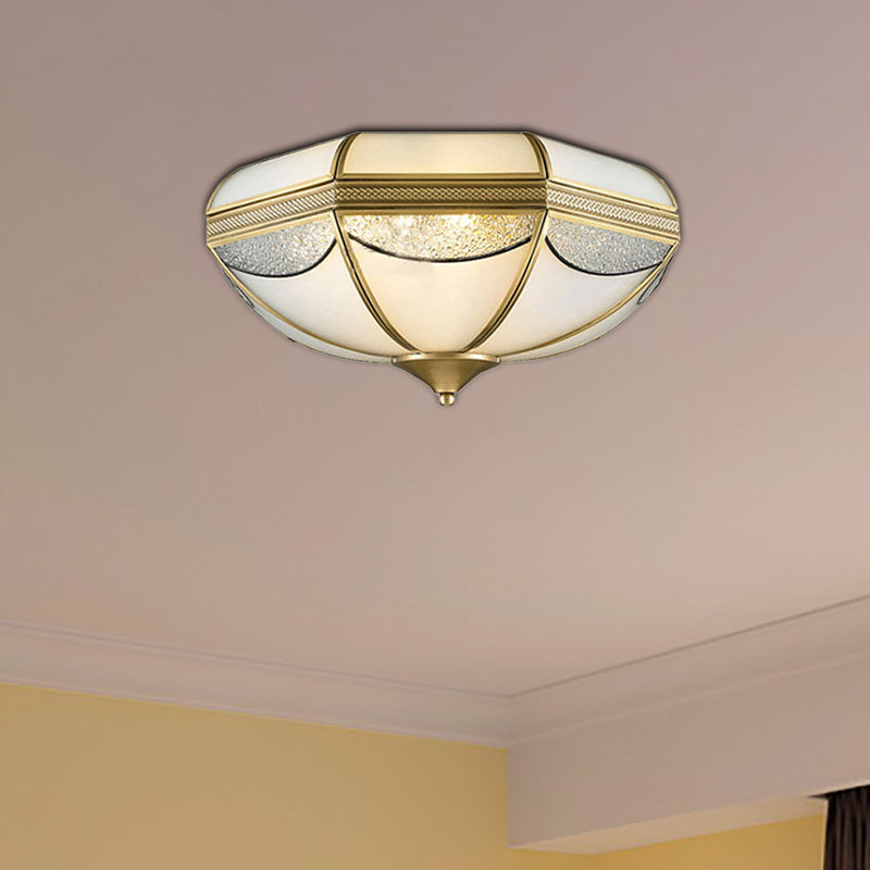 2/3/5 Lights Flush Ceiling Light Classic Domed Opal Glass Flush Mount Lighting in Gold for Bedroom, 14"/18"/21.5" Wide