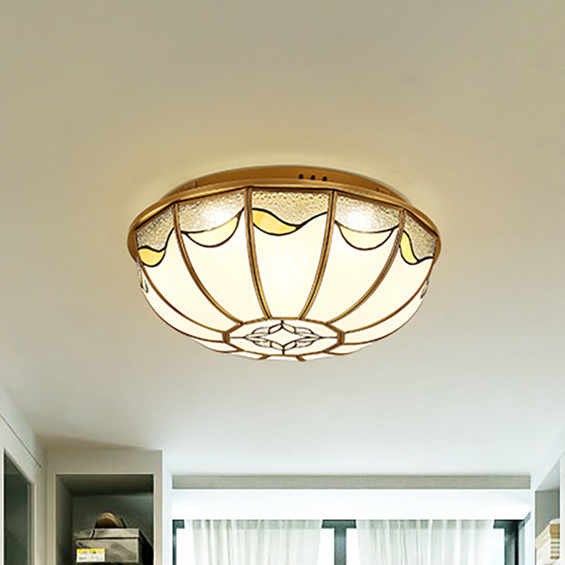 18 "/21,5" W goud 4/5 lampen plafondmontage antiek opaalglas koepelvormige inbouwlamp voor slaapkamer met bloemenpatroon