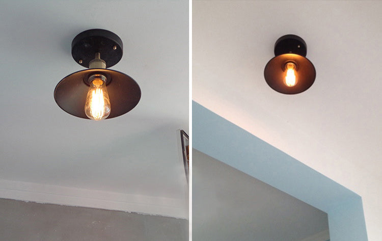 Schwarz 1 Licht Deckenbeleuchtung Retro Industrial Iron Cone Shade Halbflush -Halterung für Esstisch