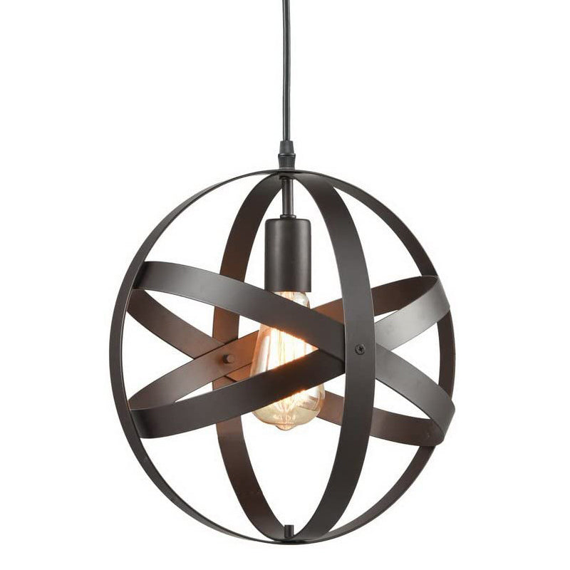 11.8" Diameter Globe Metal Cage Hanging Light Single Bulb Vintage Industrial Style Lighting Fixture for Bedroom