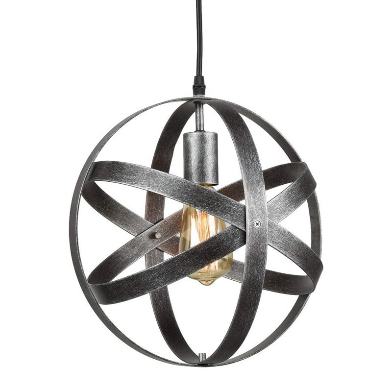 11.8 "Diámetro Globe Metal Luz colgante Bombilla única Fixtura de iluminación de estilo industrial vintage para dormitorio