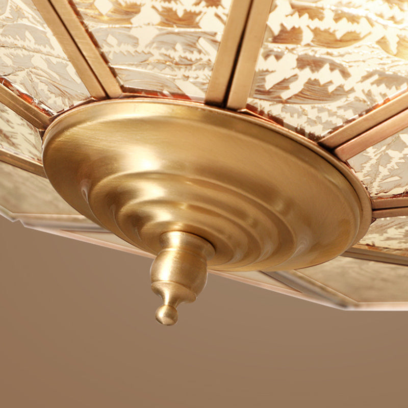 Illuminazione da incasso sfaccettata in oro Lampada da soffitto per camera da letto vintage in vetro smussato a 3/4/6 luci