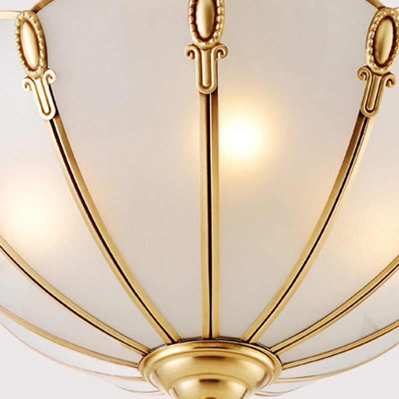 17 "/21" W Classic Scallop Rush Mount 3/4 Bulbos Metal Techo Ligero Fixture en Brass para Bedroom