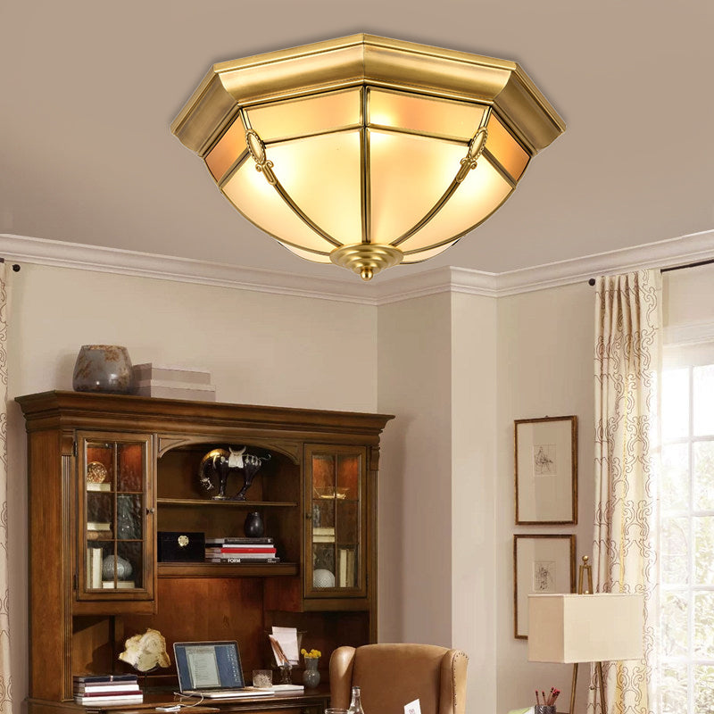 3/4/6 Lights Dome Flush Mount Lamp Traditional Brass Metal Ceiling Lighting for Living Room, 14"/18"/23.5 W