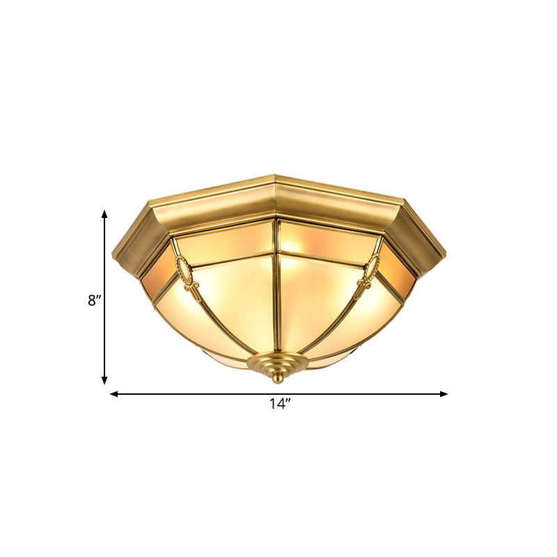 3/4/6 Lights Dome Flush Mount Lamp Traditional Brass Metal Ceiling Lighting for Living Room, 14"/18"/23.5 W