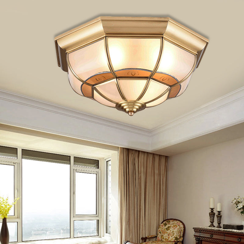 18"/21.5" W Metal Brass Flush Light Bowl 4/6 Bulbs Antique Ceiling Mount Light Fixture for Living Room