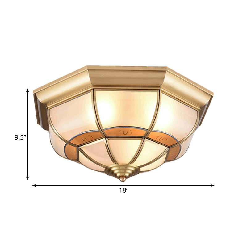 18"/21.5" W Metal Brass Flush Light Bowl 4/6 Bulbs Antique Ceiling Mount Light Fixture for Living Room