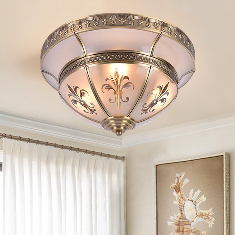 15 "/18" W 3/4 Lights Metal Ceiling Flush Traditionalism Brass Dome Living Room Flush Mount Lighting Fixture